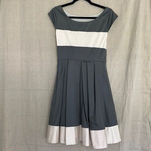 Kate Spade: Gray & Cream A Line Dress